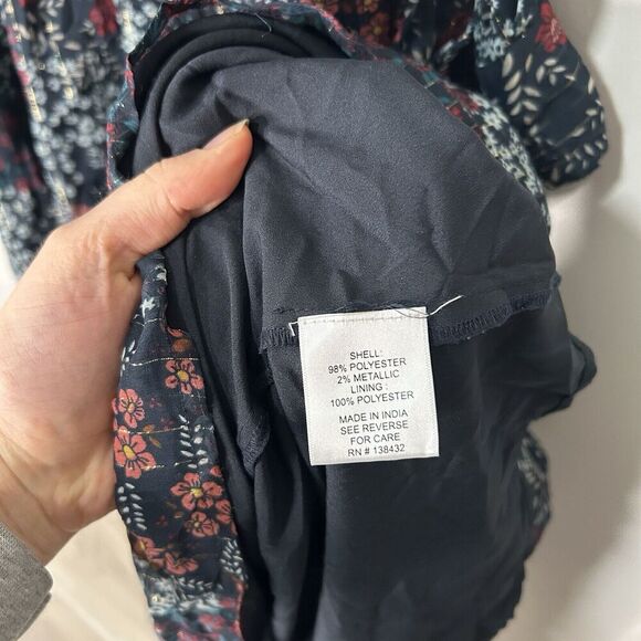 ModCloth Dress Womens Medium Twirl & Arch Maxi Chiffon Multicolored Floral Flaws - Picture 6 of 12